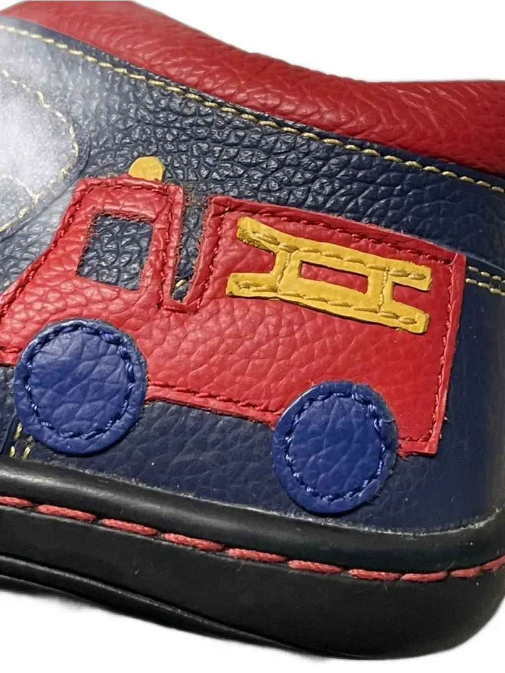 Kids Navy and Red Leather Slip-On Shoes